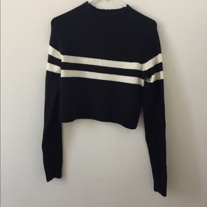 Hollister Black with white stripes sweater